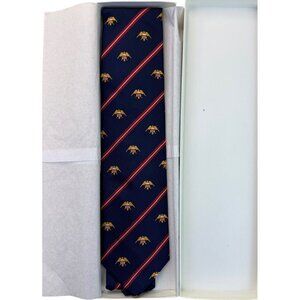 Gitman Bros.Navy Silk Patterned Tie With Eagle & Stripe Design
